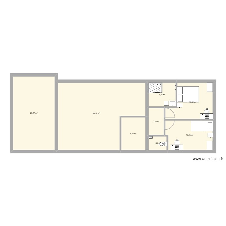 111. Plan de 8 pièces et 99 m2