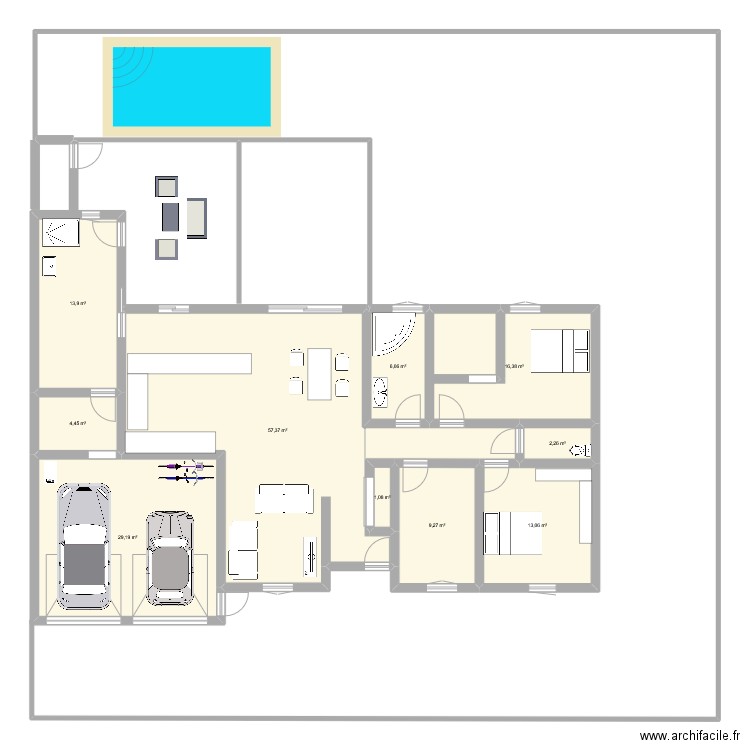 Plain pied 2. Plan de 10 pièces et 153 m2