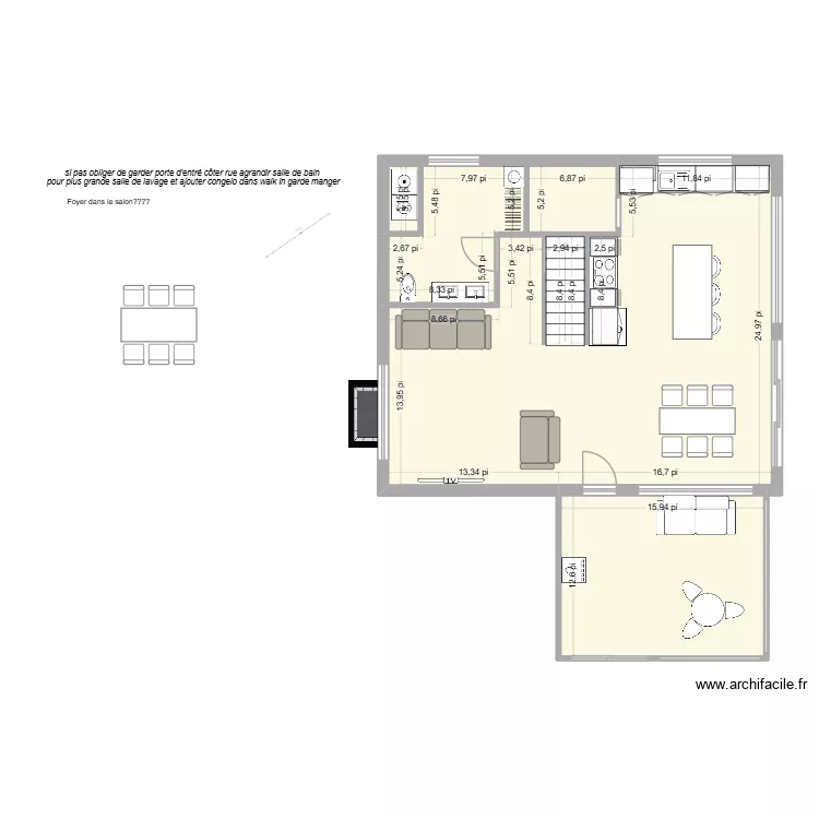 chalet 5, 3 etages sur meme plan entr&eacute; sous sol seulement. Plan de 19  et 244 m²