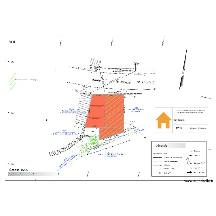PC 5 Florian Plan toiture. Plan de 1 pièce et 218 m2