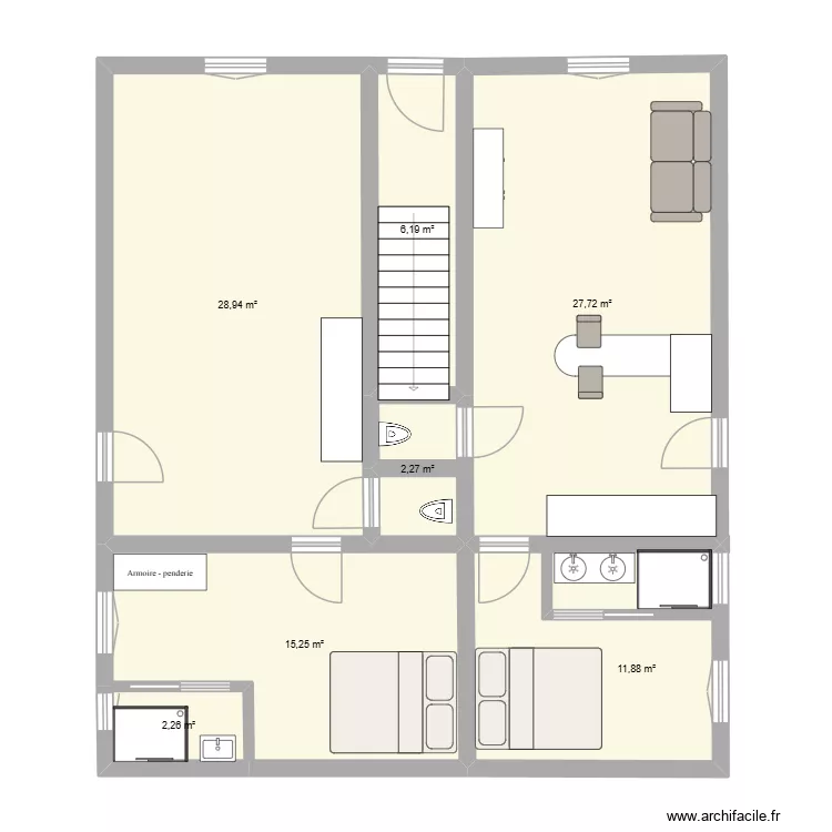 saint marcel RDC V2. Plan de 16 Pièces et 189 m²
