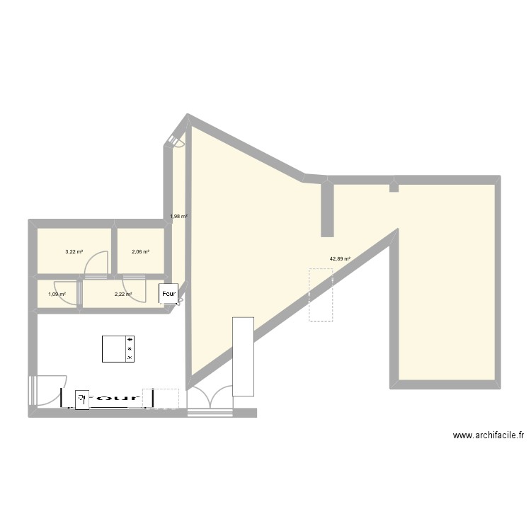 rien. Plan de 6 pièces et 53 m2