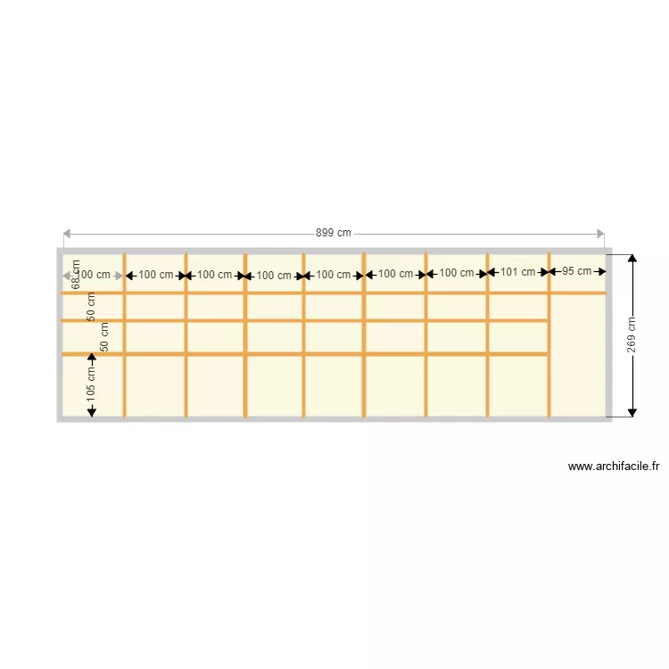 CONTENAIR MIMI-ETAGERE 60CM-VUE FACE. Plan de 34  et 22 m²