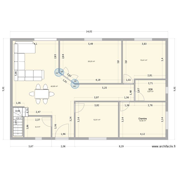 settat2. Plan de 8 pièces et 113 m2