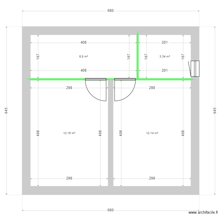 chambre rdc nous. Plan de 4 pièces et 34 m2