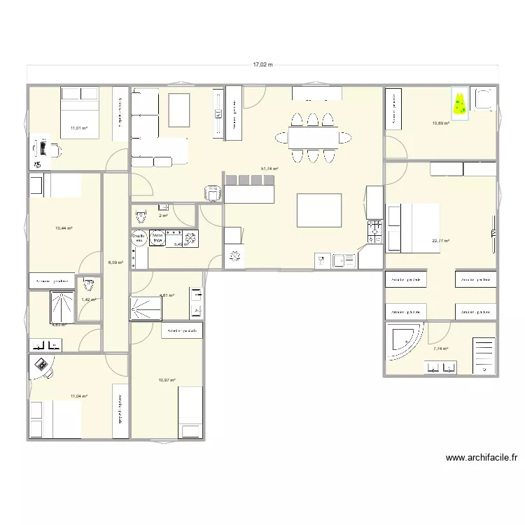 maison 6 chambres. Plan de 
