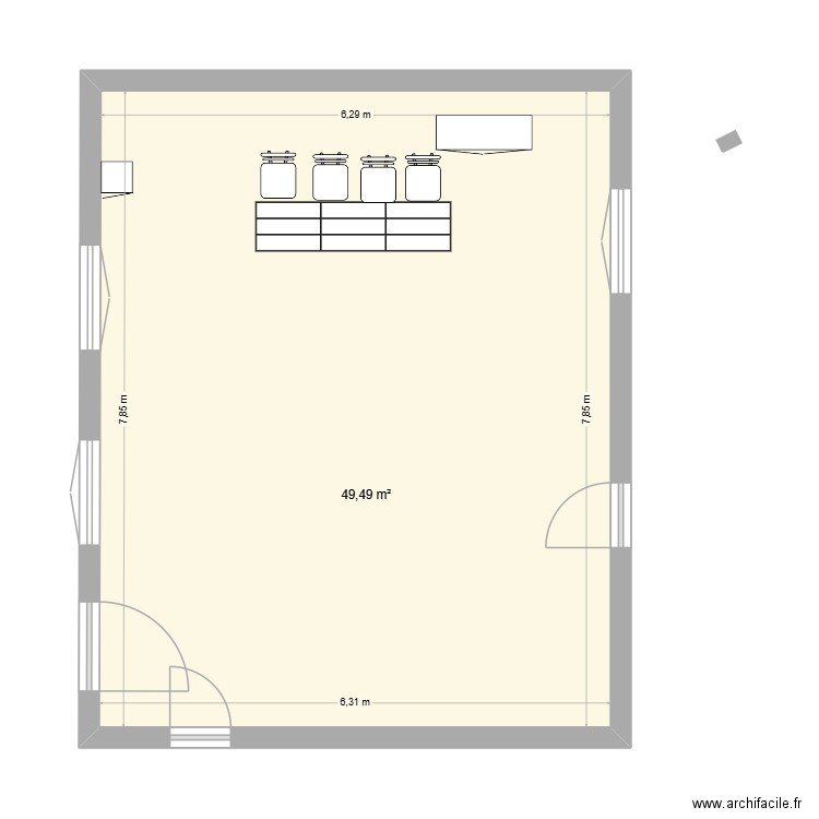 salle de conseil. Plan de 1 pièce et 49 m2