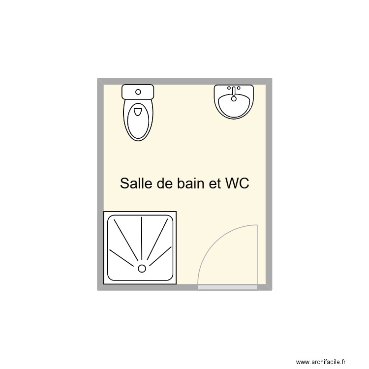 Exemple Salle d'eau. Plan de 1 pièce et 5 m2
