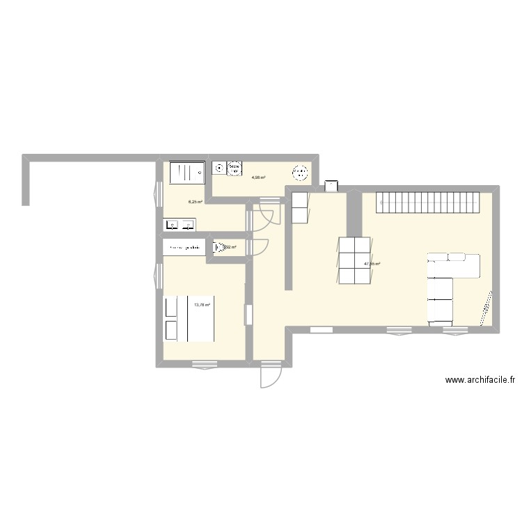 Plan Gaumier. Plan de 5 pièces et 73 m2
