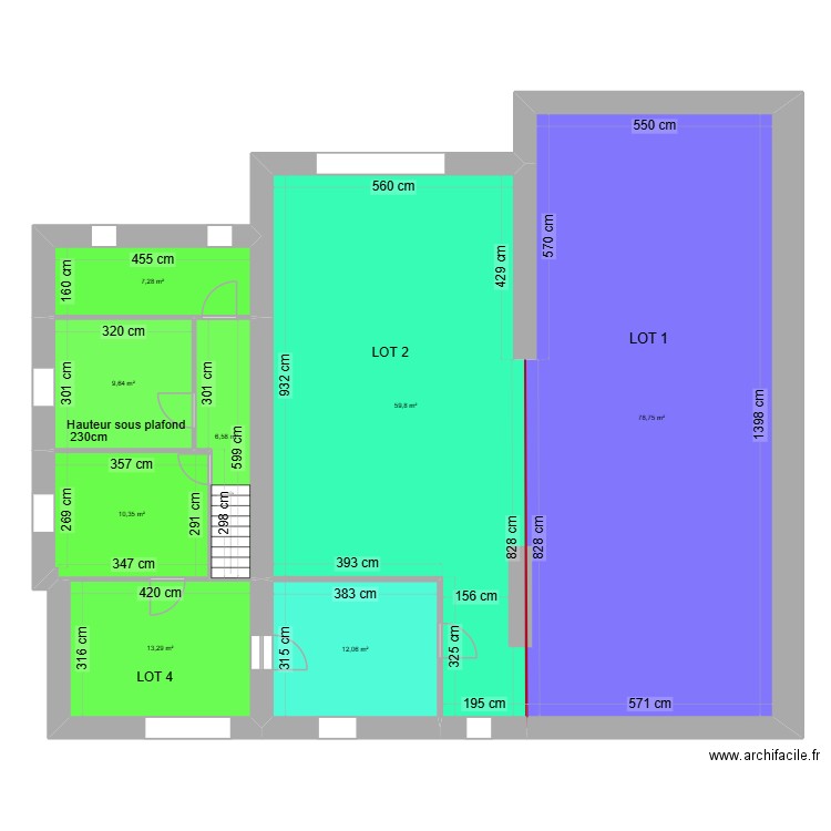 R+1 grange existant. Plan de 8 pièces et 198 m2