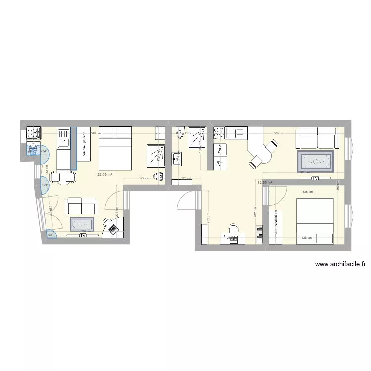 Plan T3 &agrave; diviser - Studio+ T2_v3. Plan de 