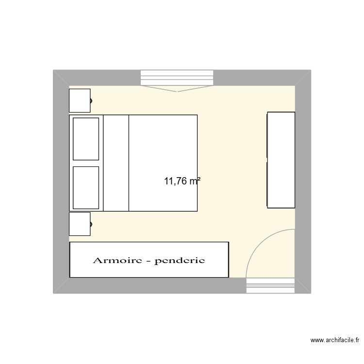 Chambre d'Amis. Plan de 1 pièce et 12 m2