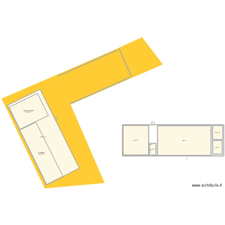 COMPLEXE V2. Plan de 8 pièces et 3933 m2
