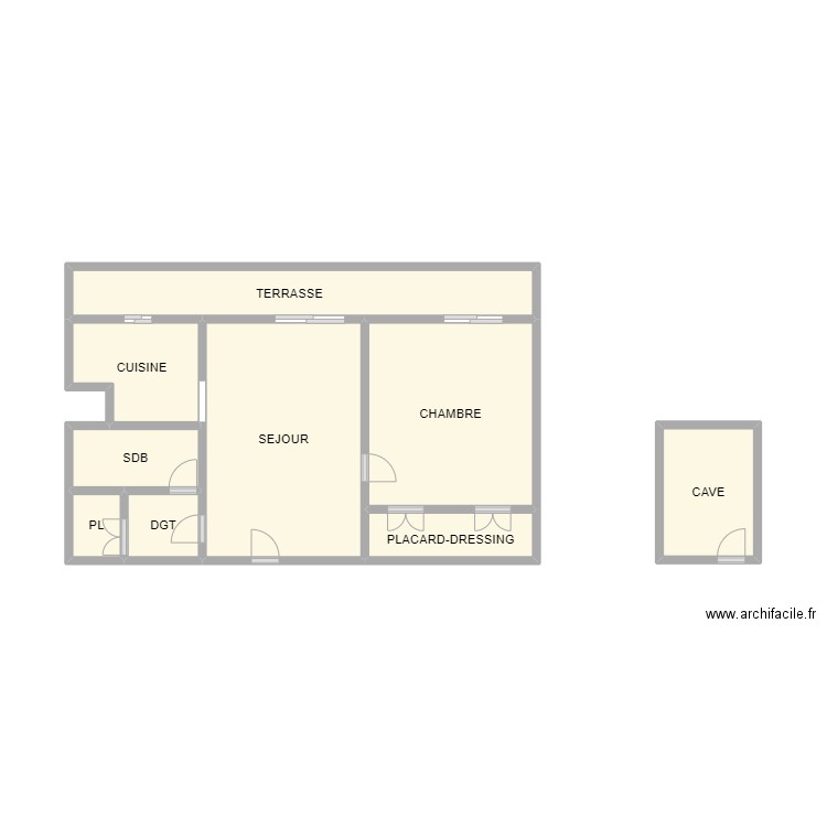 rdc GRAMMARE. Plan de 9 pièces et 28 m2