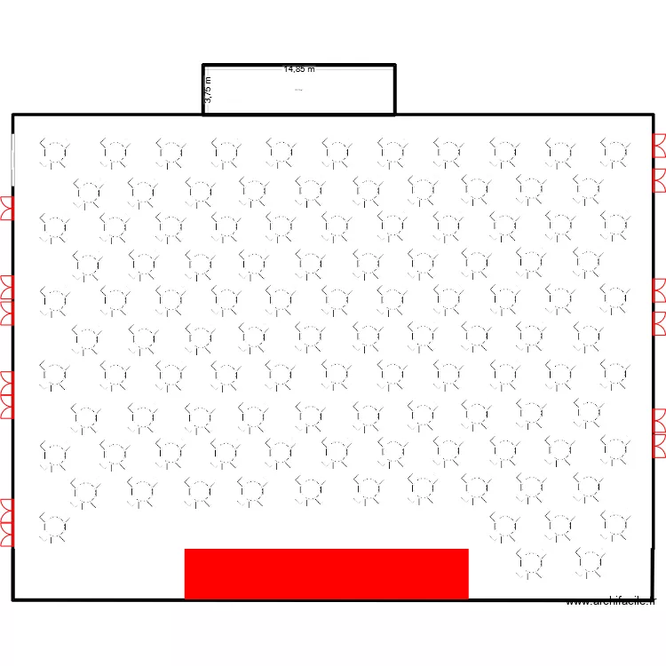 Pavillon 111 table ronde de 9 personnes. Plan de 