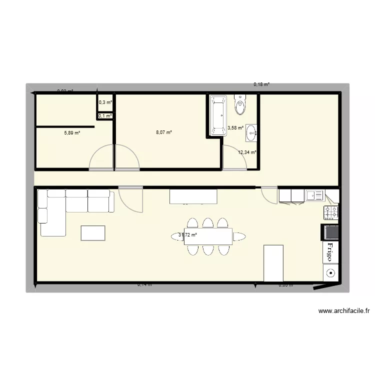 appart ajaccio nouveau. Plan de 11  et 62 m²