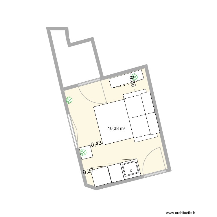 Lappe 14. Plan de 1 pièce et 10 m2
