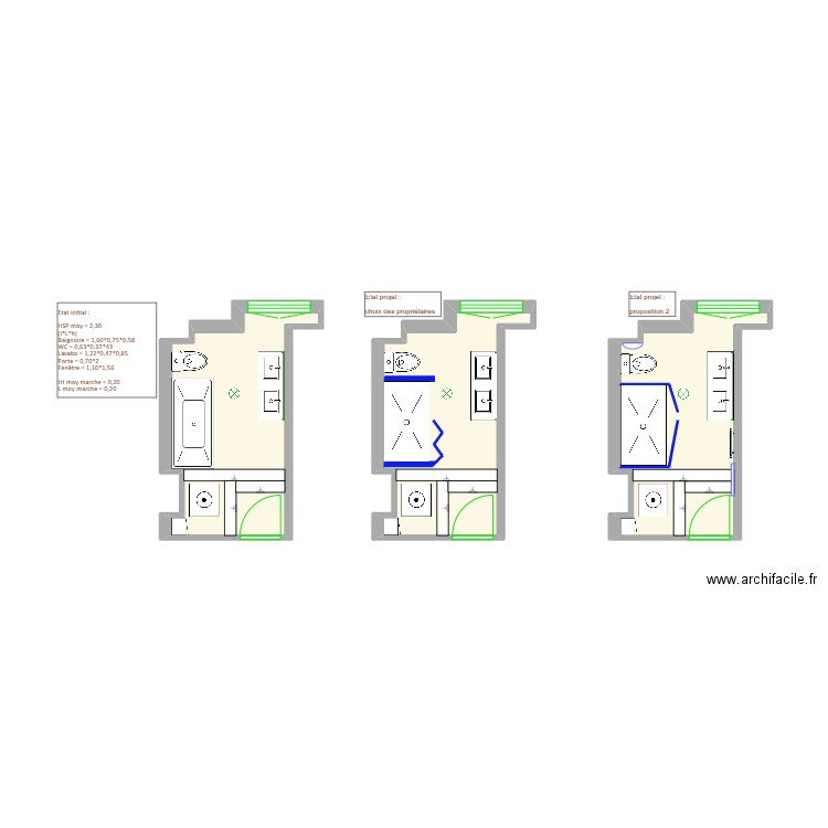 SDB M MOUNZOUN / OPAH CCRG. Plan de 3 pièces et 21 m2
