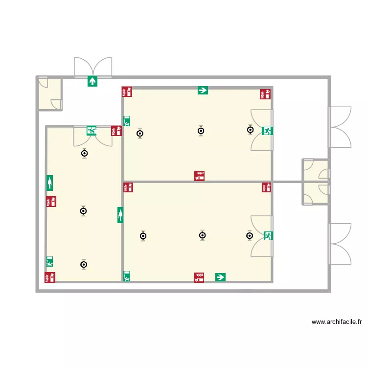 Bloc des 3 magasins. Plan de 6  et 30 m²