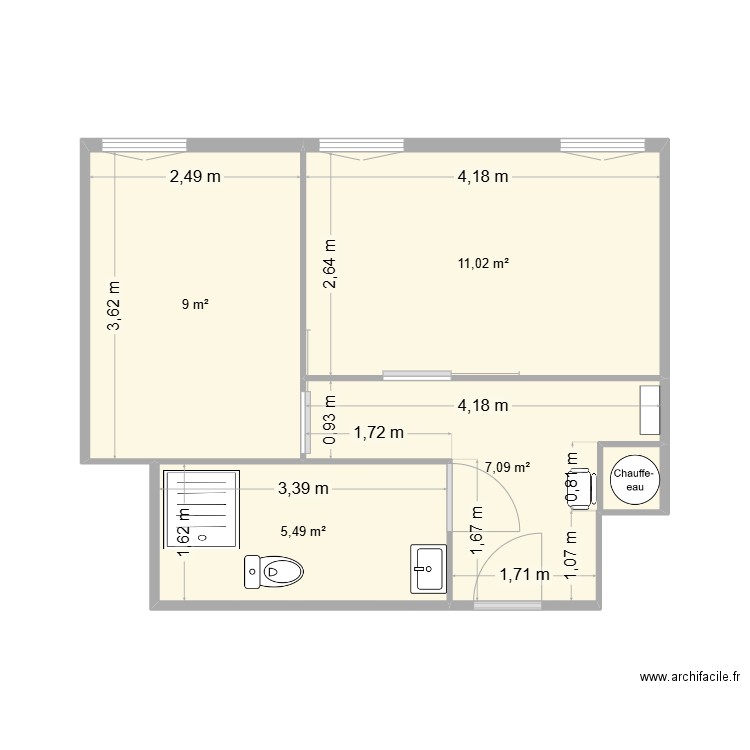 SCI HallefortT. Plan de 4 pièces et 33 m2