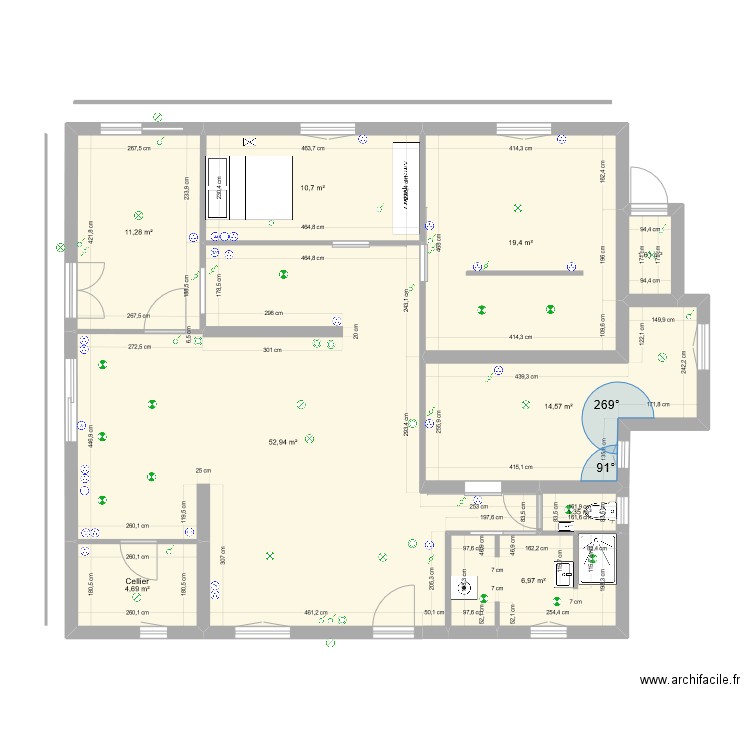 plan 4. Plan de 9 pièces et 124 m2