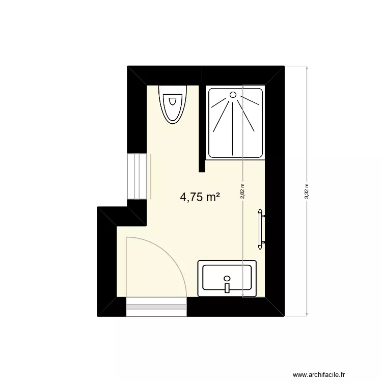 private WC Aymen. Plan de 1  et 5 m²
