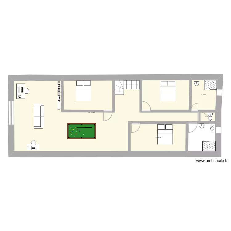 bernac dessus etage. Plan de 4 et 106 m² bernac dessus etage. Plan de 4 et 106 m²