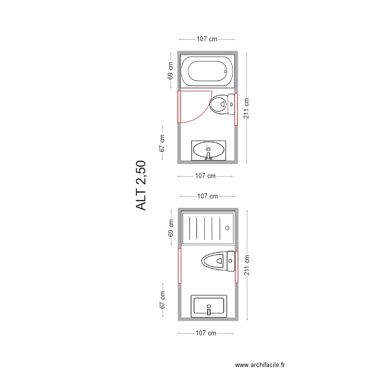UDALIN. Plan de 2 pièces et 4 m2