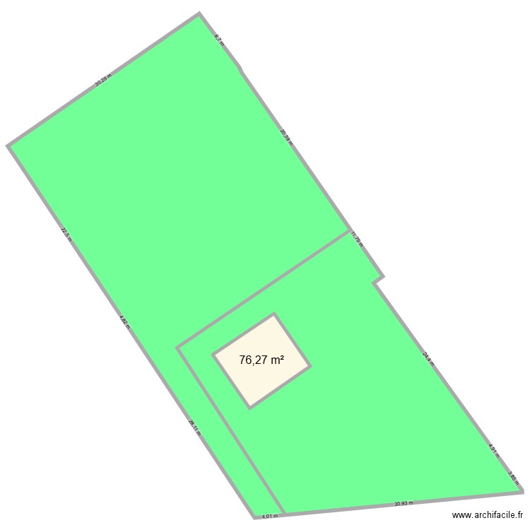 Hermitage. Plan de 1 pièce et 76 m2