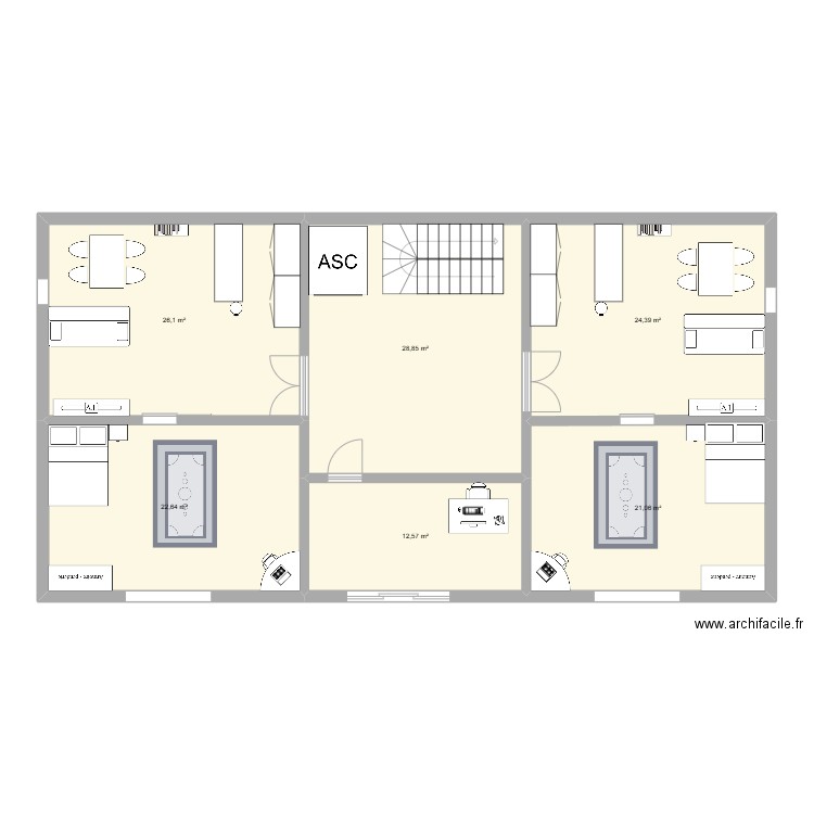 Mégabuilding. Plan de 6 pièces et 136 m2