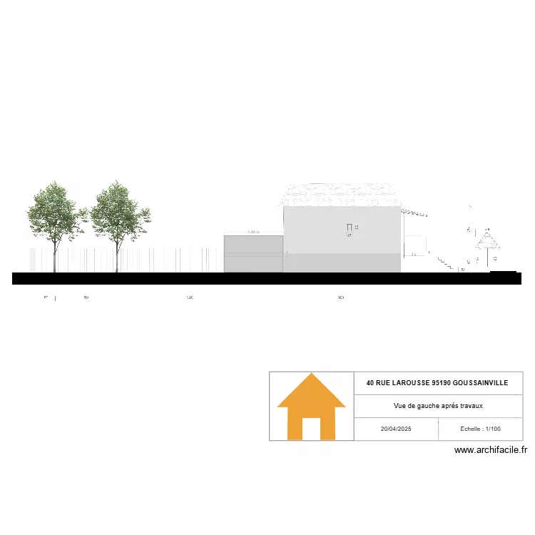 Plan de masse avec terrasse vu gauche. Plan de 