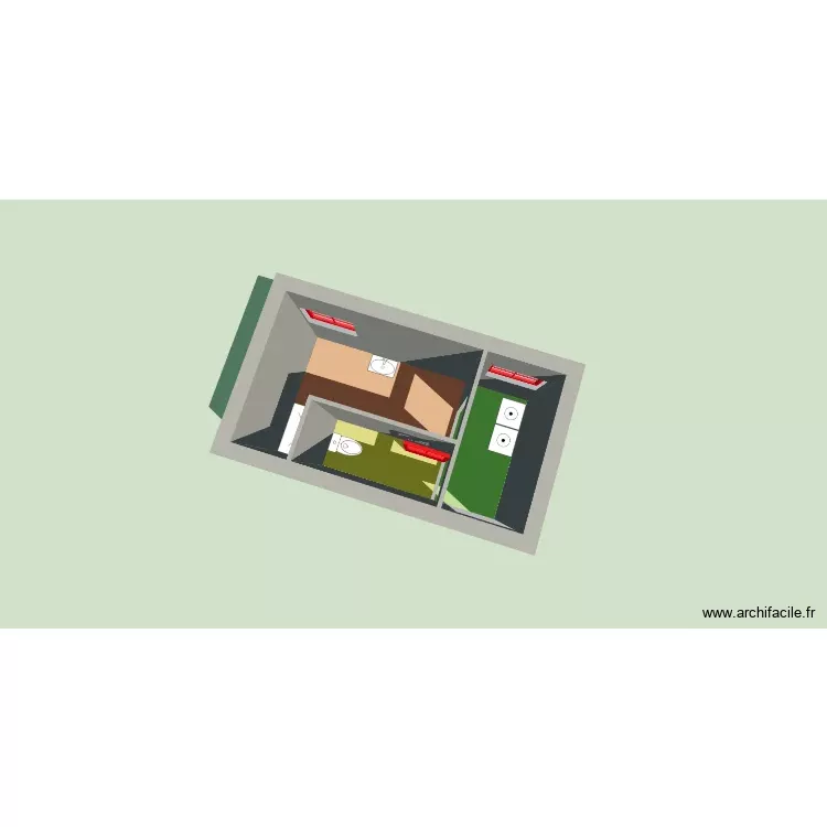 SDB Maison Roukia MDALLAH Iloni_V2. Plan de 3 Pièces et 12 m² SDB Maison Roukia MDALLAH Iloni_V2. Plan de 3 Pièces et 12 m²