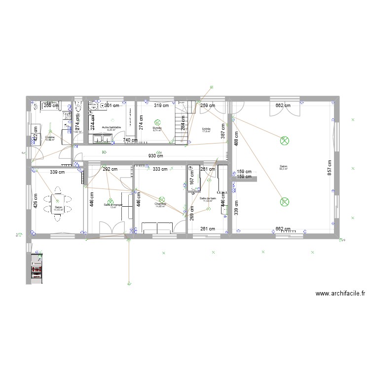 Maison Beauchamp aménagement bureaux. Plan de 32 pièces et 312 m2