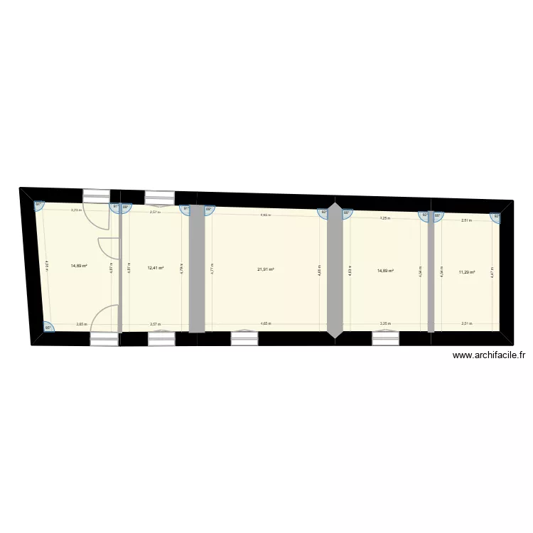 Projet Gatelier - Existant. Plan de 5  et 76 m²