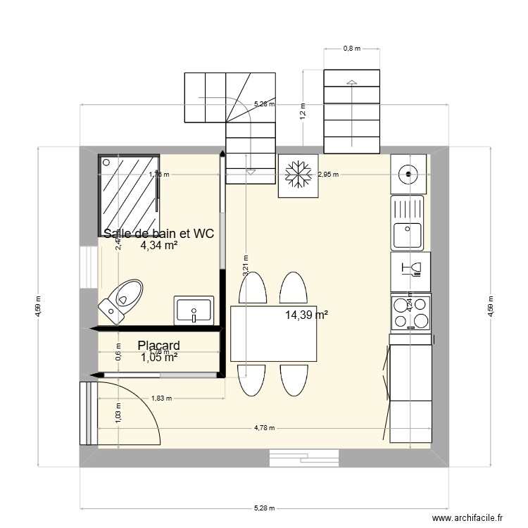 treport1. Plan de 3 pièces et 20 m2