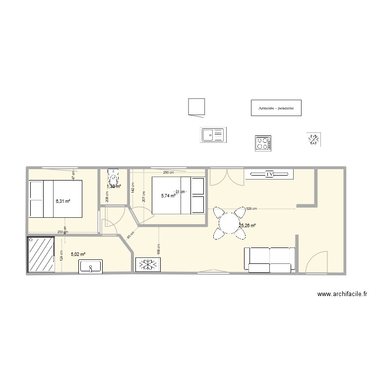 studio 1. Plan de 0 pièce et 0 m2