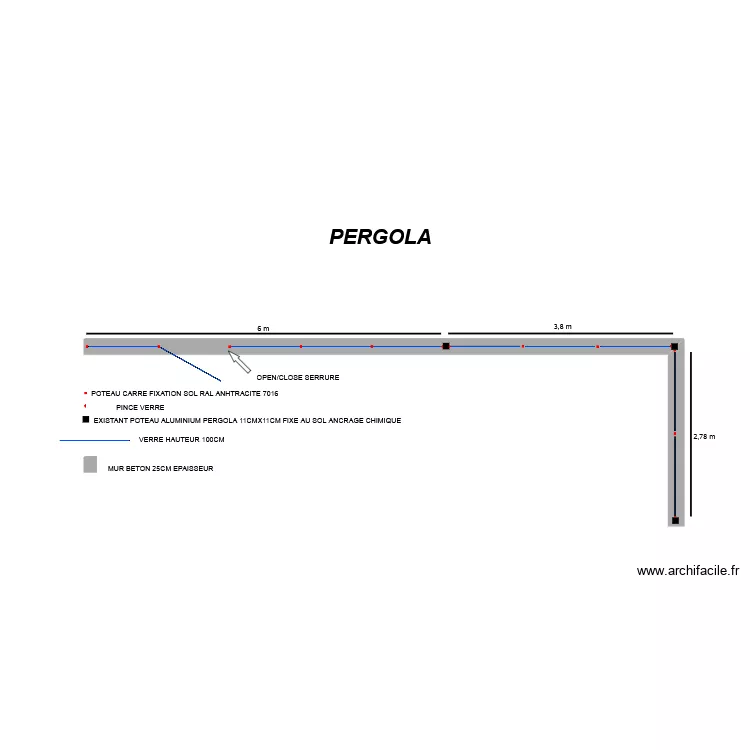 ballustrade. Plan de 