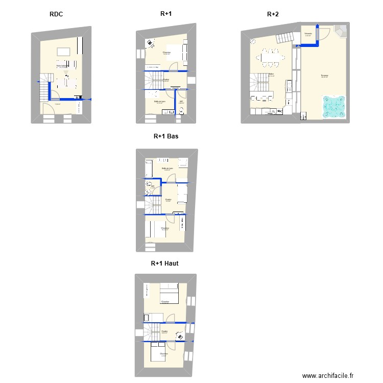 PREIXAN Arrière V2. Plan de 16 pièces et 193 m2