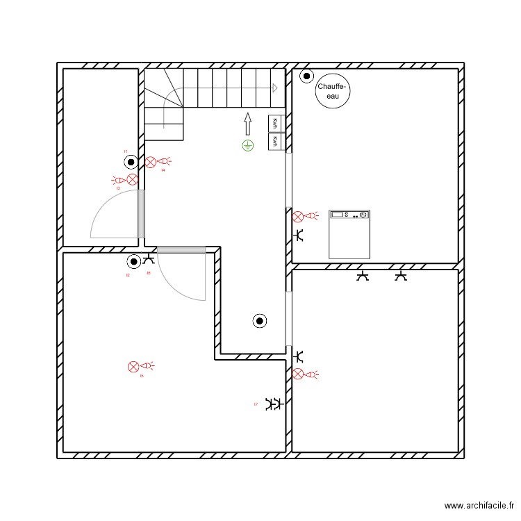 cave. Plan de 5 pièces et 41 m2