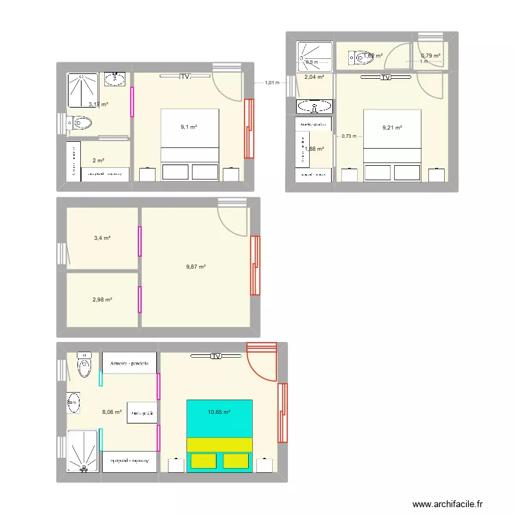 suite parentale. Plan de 13 et 65 m² suite parentale. Plan de 13 et 65 m²