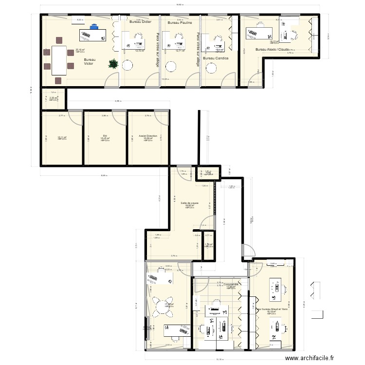 Modification espace compta-23.09.25. Plan de 16 pièces et 189 m2