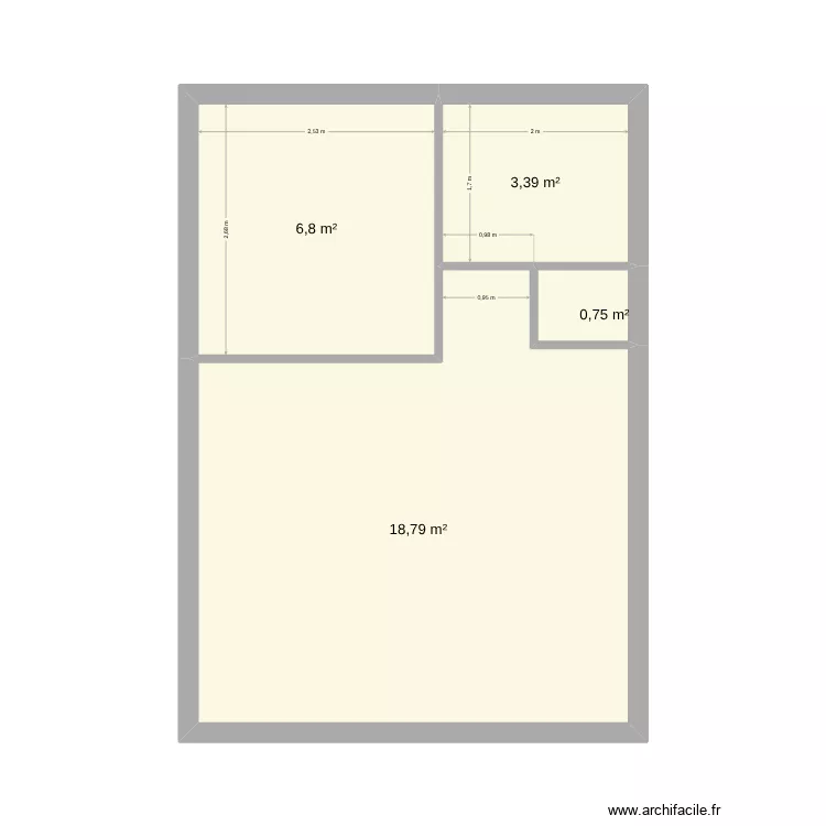 vue de cot&eacute;. Plan de 4  et 30 m²