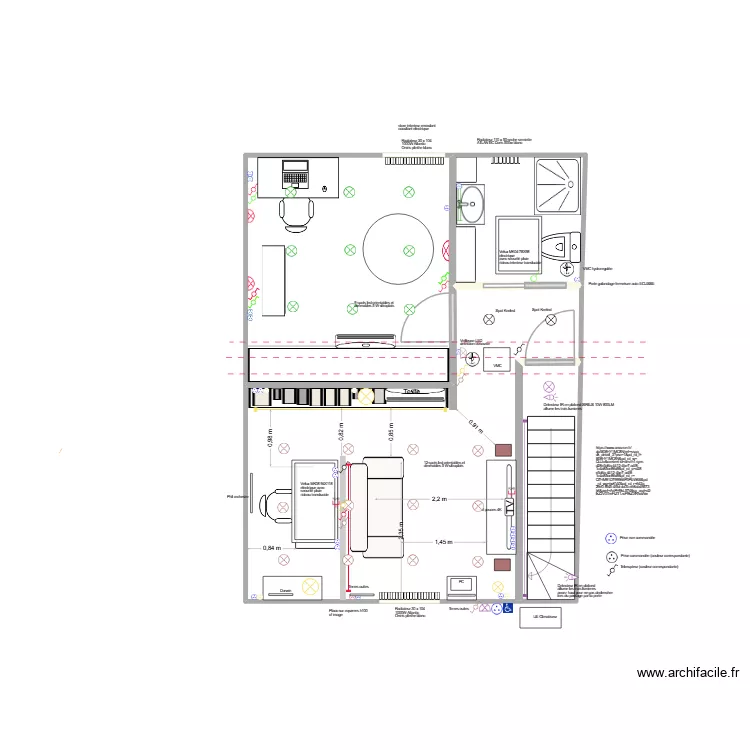 Salons + SDB. Plan de 4  et 41 m²