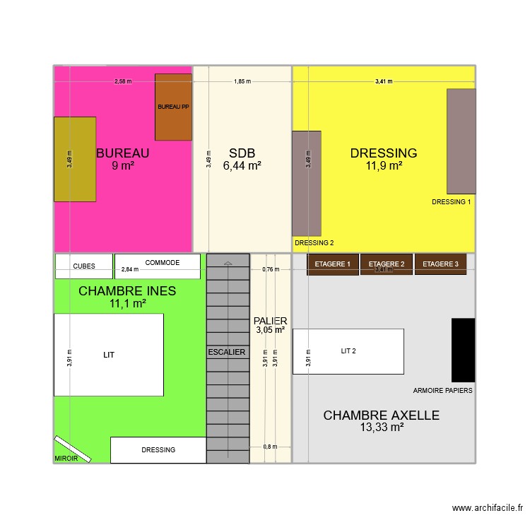 Isbergues. Plan de 6 pièces et 55 m2
