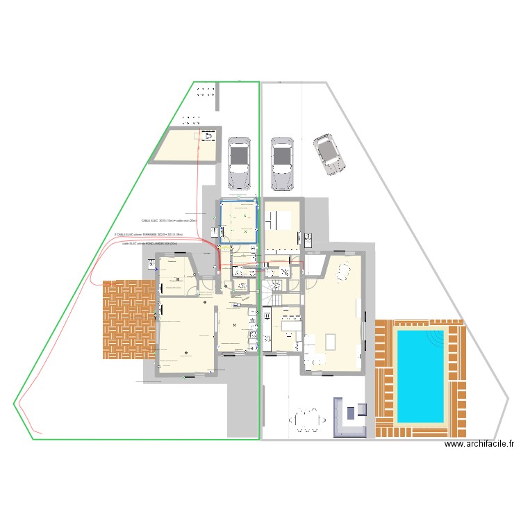 PLANV40. Plan de 17 pièces et 253 m2