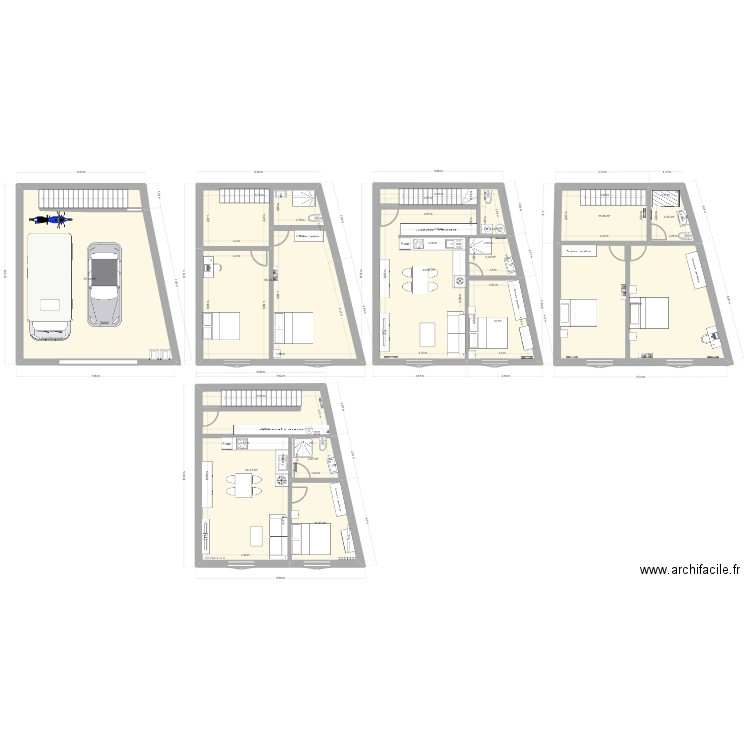 projet 15 1 etage. Plan de 11 pièces et 288 m2