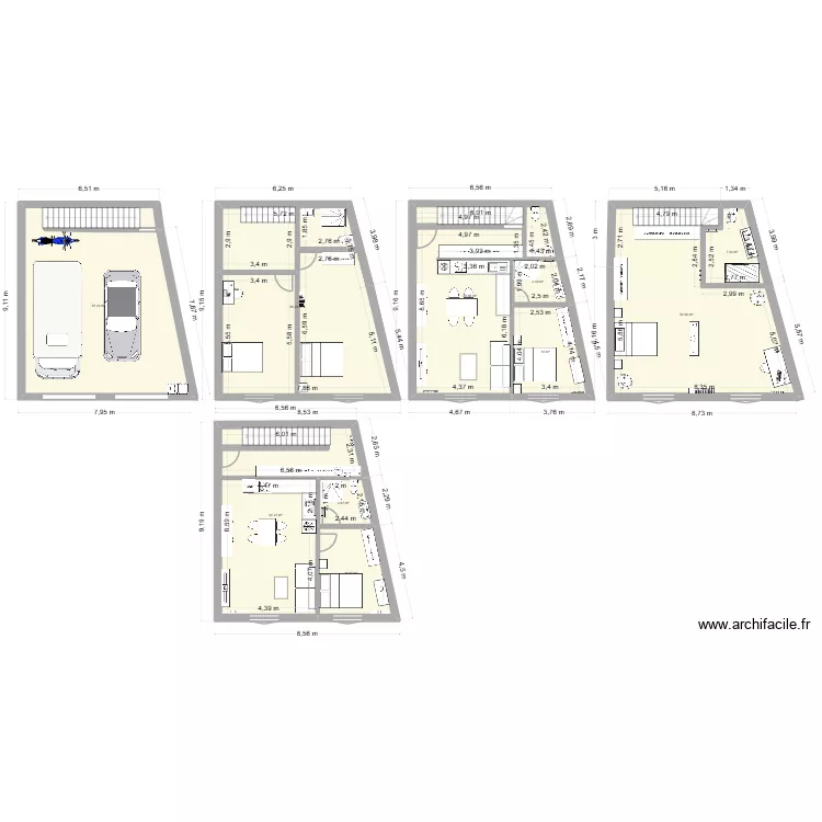 projet 15 1 etage. Plan de 10  et 289 m²