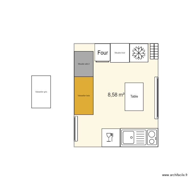 Cuisine. Plan de 0 pièce et 0 m2