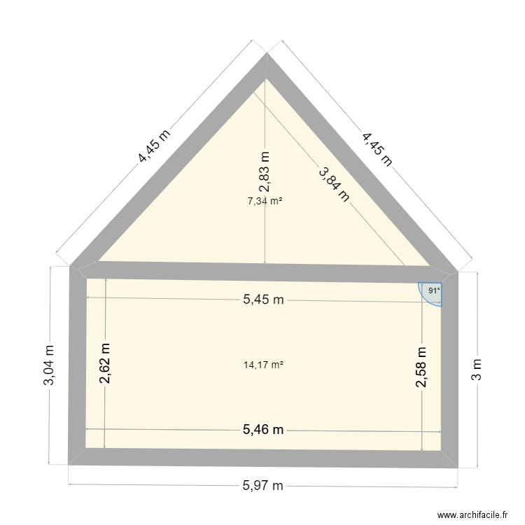 VUE FACE PETITE MAISON LOLO. Plan de 2 pièces et 22 m2