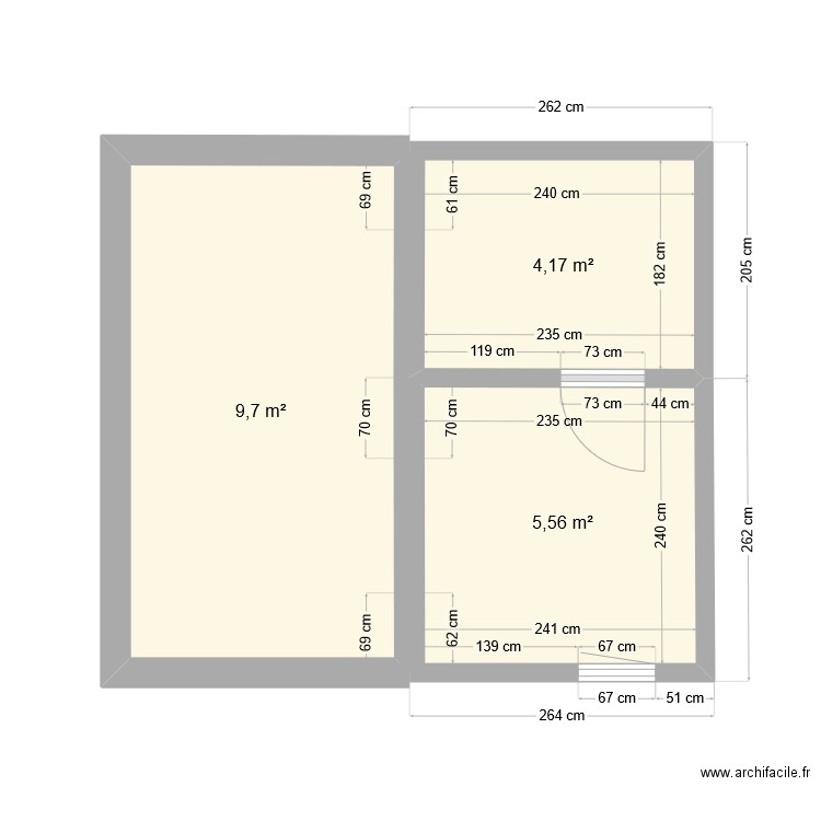 archifacile Shone. Plan de 3 pièces et 19 m2